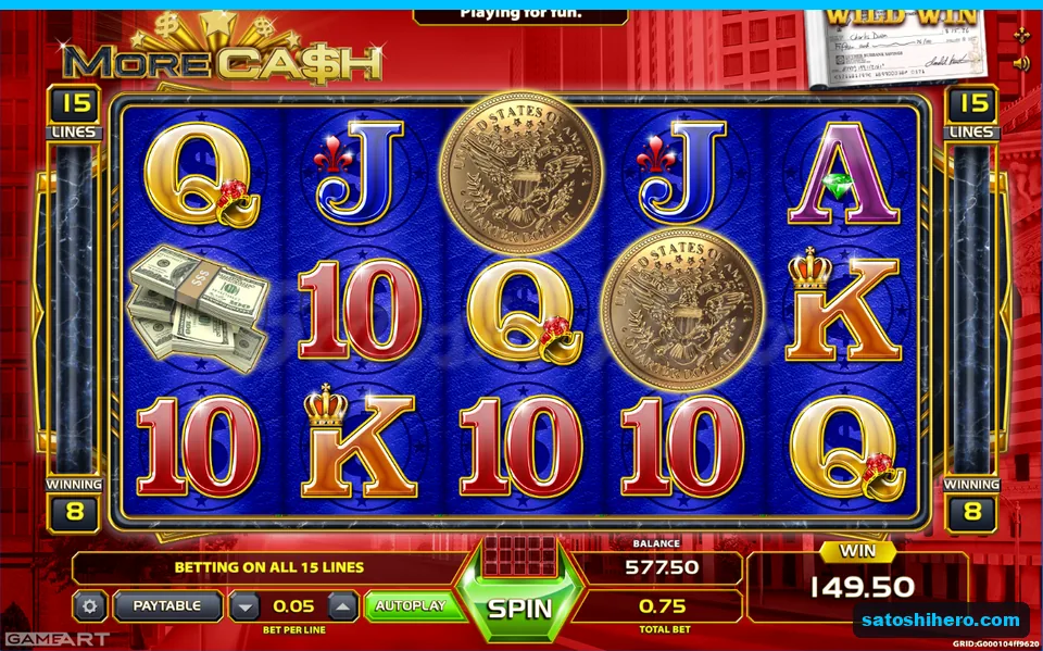 149.50 displayed on the completed free spins screen