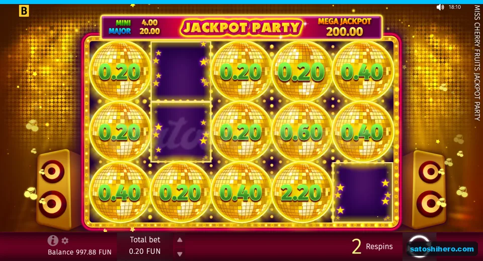 Respin panel showing twelve locked disco balls