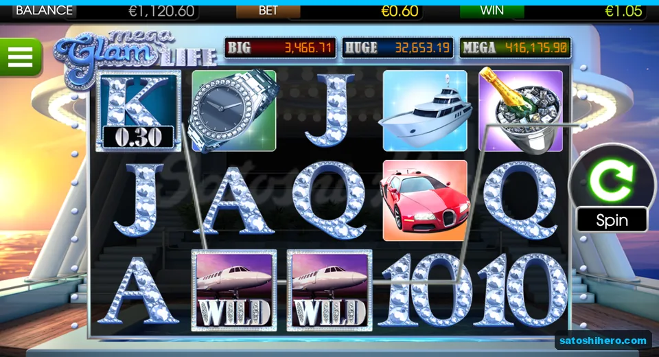 $1.05 line win traced across reels