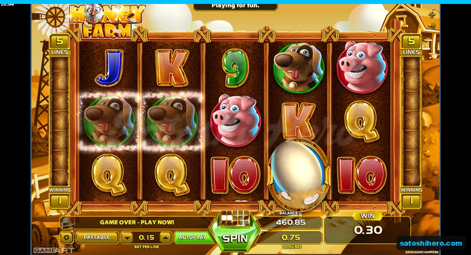 $0.30 win shown with two lit dog symbols