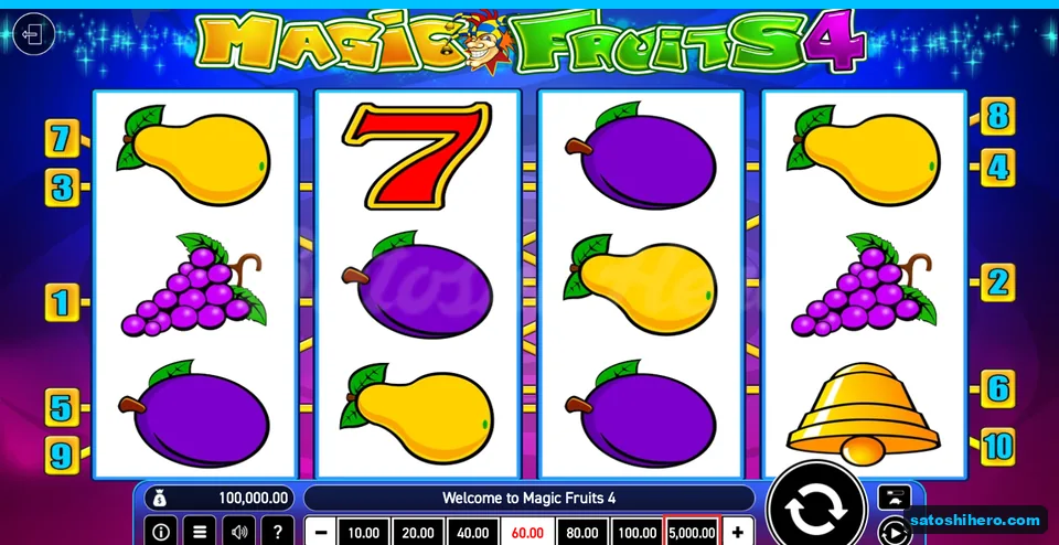 Board layout at rest with fruit bell and seven symbols