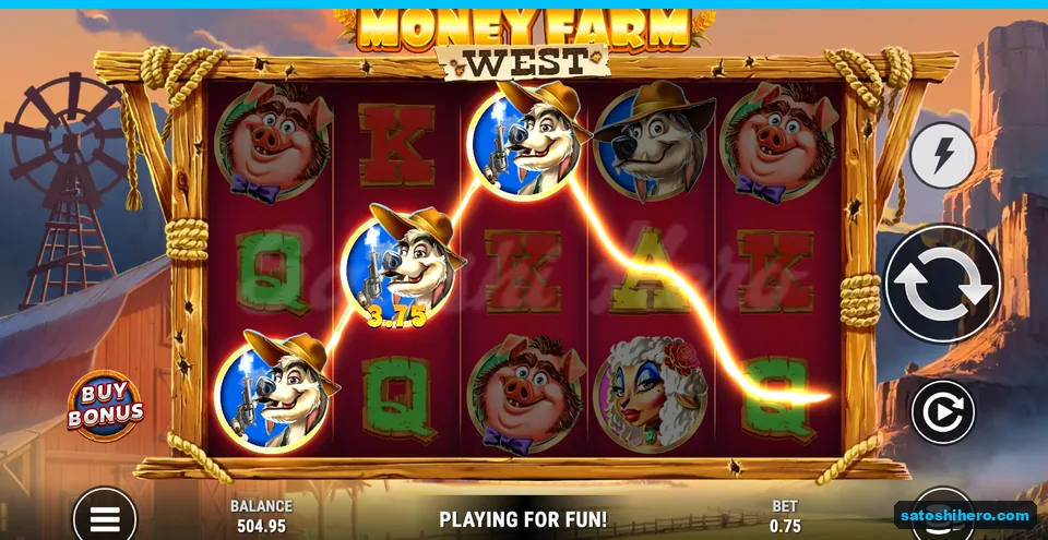 Three wolves glow on a $3.75 winning payline