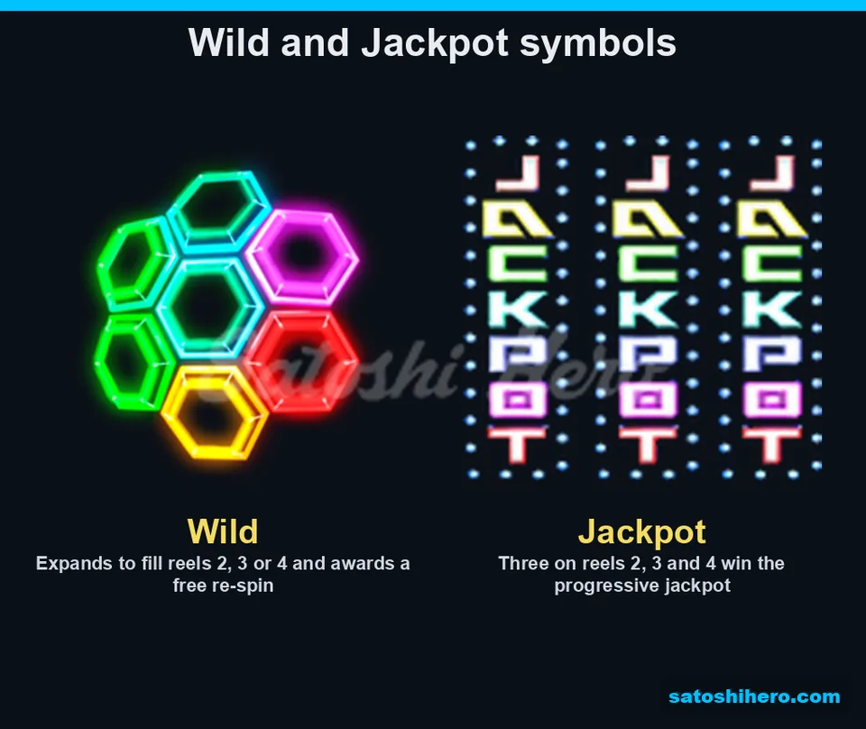 Wild hexagon beside stacked JACKPOT letters