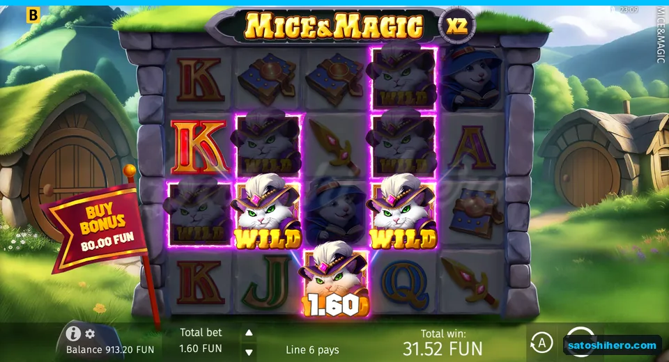 Win screen with wild cats and X2 badge