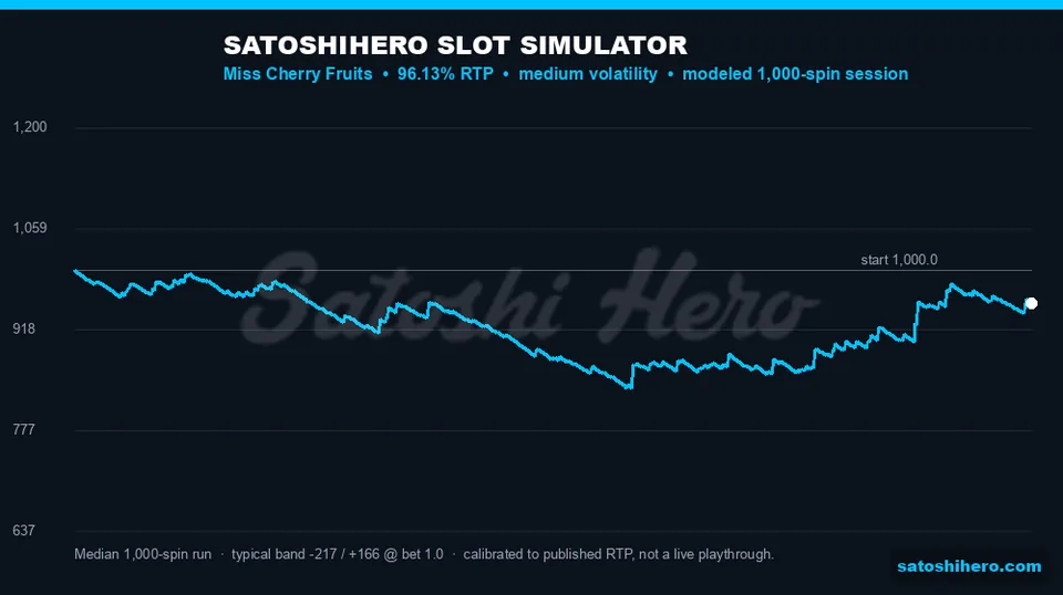 Simulator graph showing blue 1,000-spin balance line