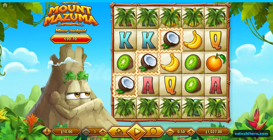 Three coconuts paid 10.00 across the first three reels