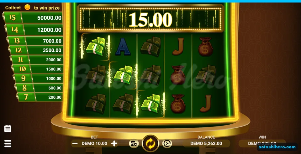$15 line win from three cash stacks