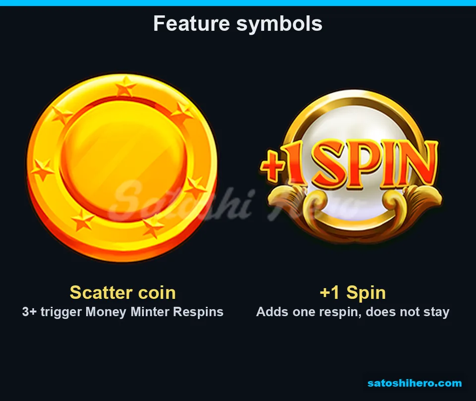 Two feature tiles showing Scatter coin and +1 Spin