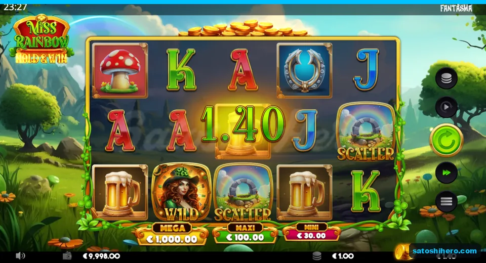 $1.40 win floats over lit middle reels