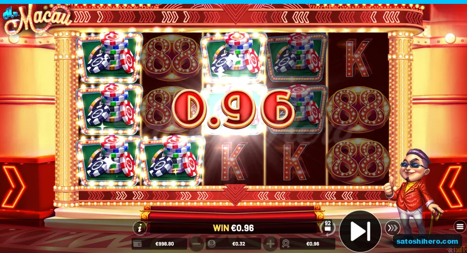 0.96 win shown with chips locked