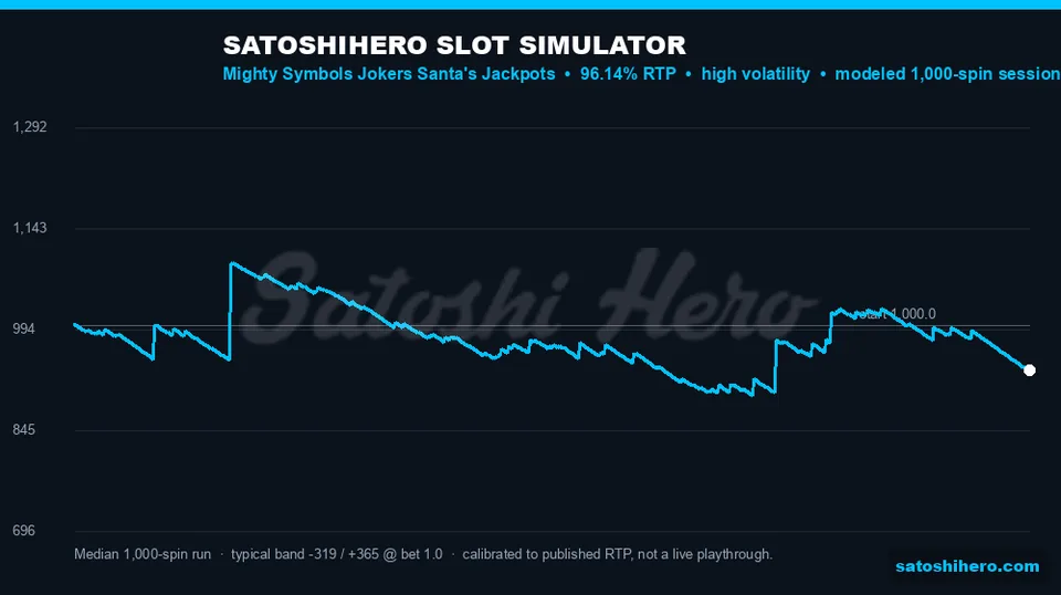 Graph layout tracking a declining 1,000-spin simulation with bonus jumps