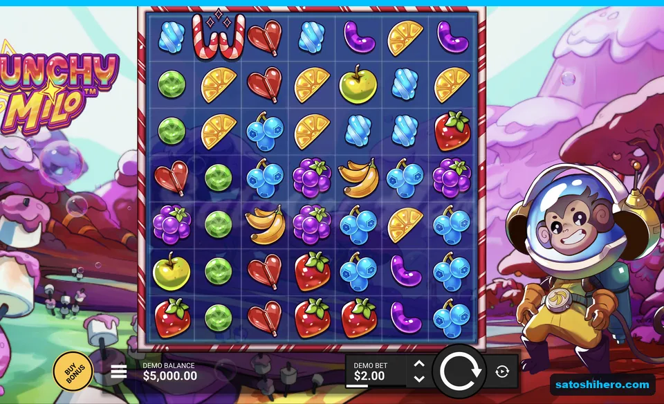 Candy grid with astronaut monkey beside it
