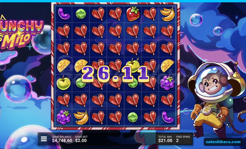 Heart lollipops cover most of the grid