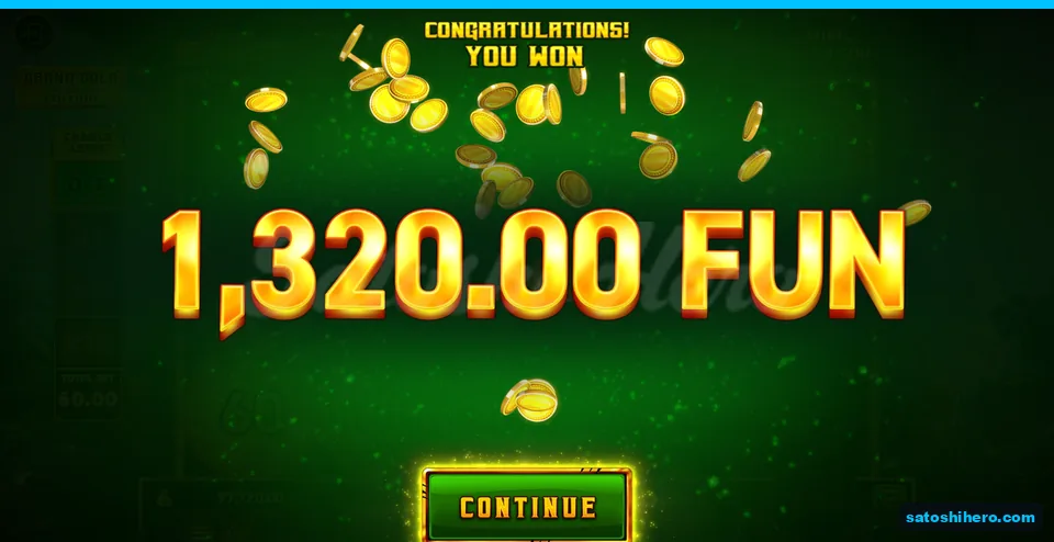 Payout panel showing a 1,320.00 FUN win