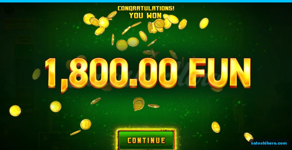 Payout panel showing a 1,800.00 FUN win