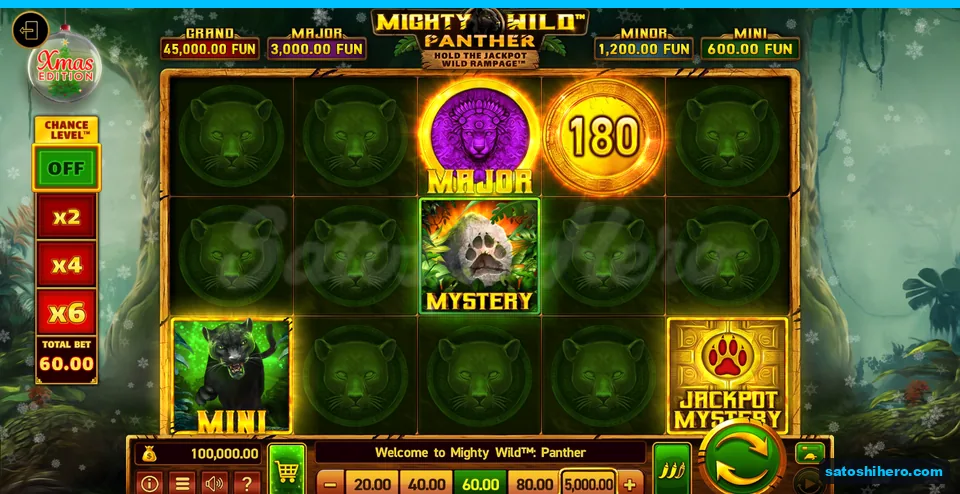 Board before the first spin with locked coins and panthers