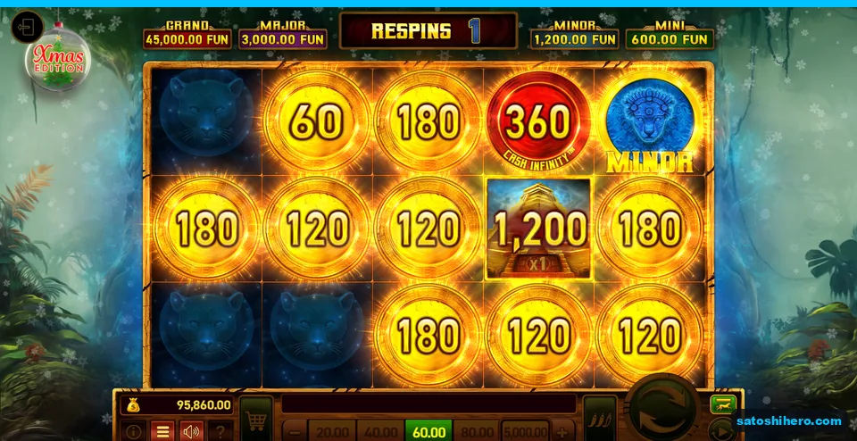 Board on final respin with cash coins and golden Collector