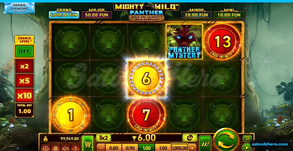 Board showing gold 6, red 7, and 1 coins