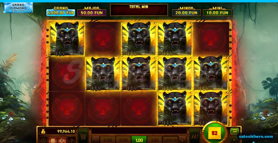 Board showing eleven locked Panther tiles during respins