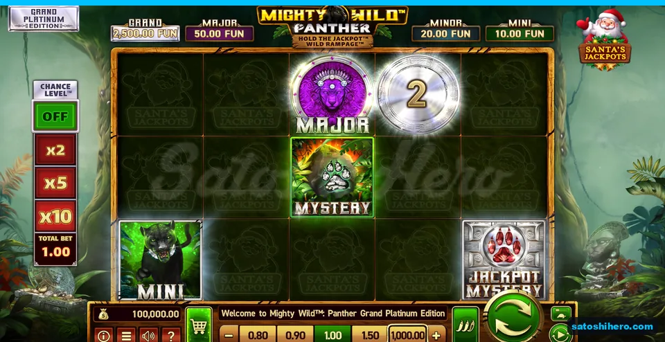 Board showing five locked tiles beneath four jackpot plaques