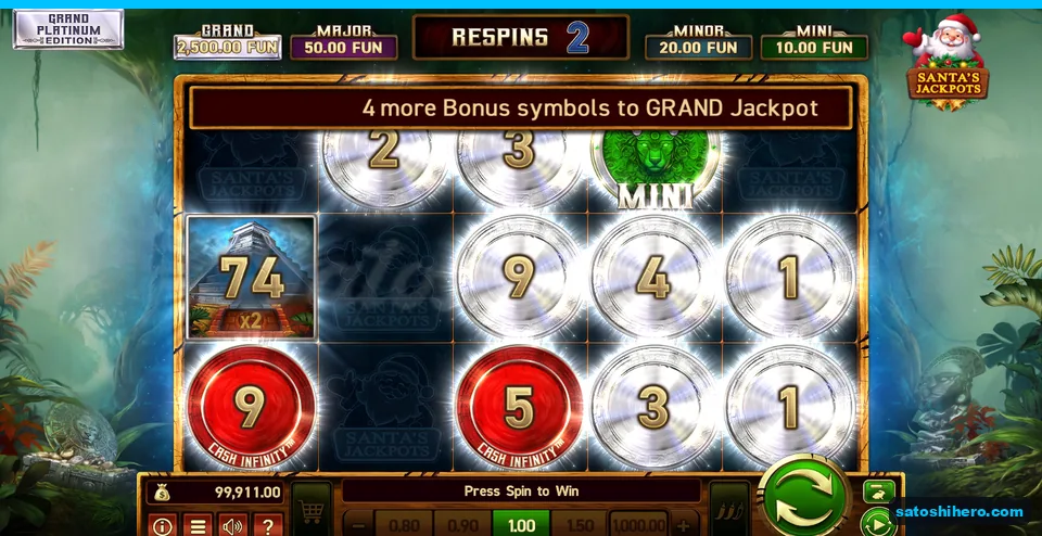 Bonus board showing two respins and eleven locked symbols