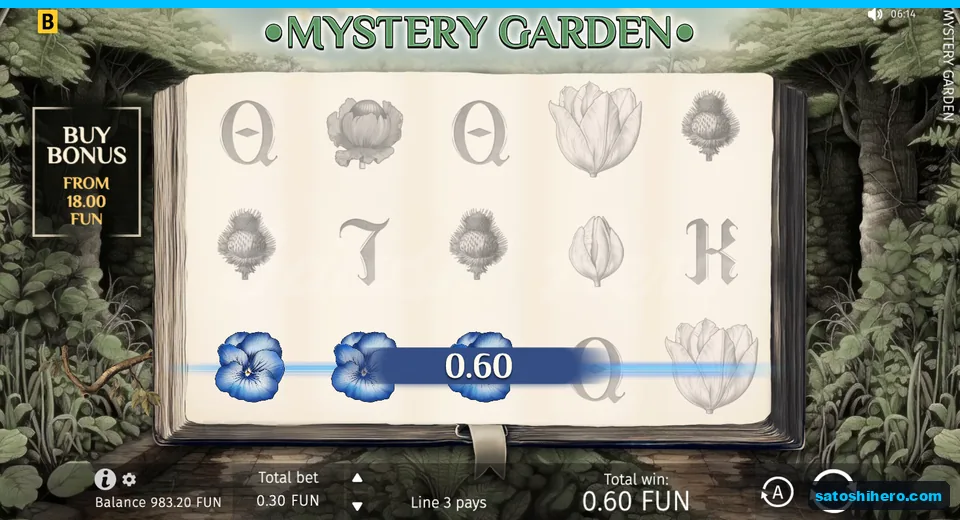 Win screen with Blue Pansies and 0.60 total