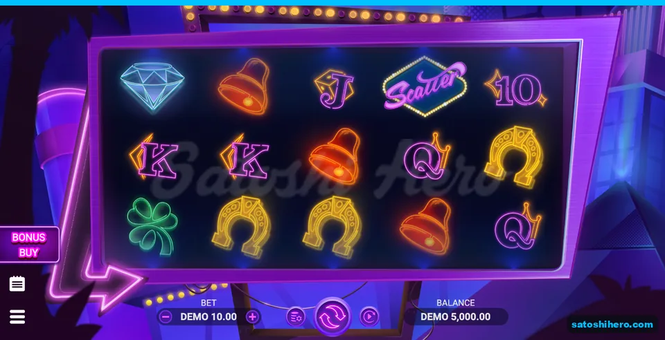 Resting neon grid with purple city sign