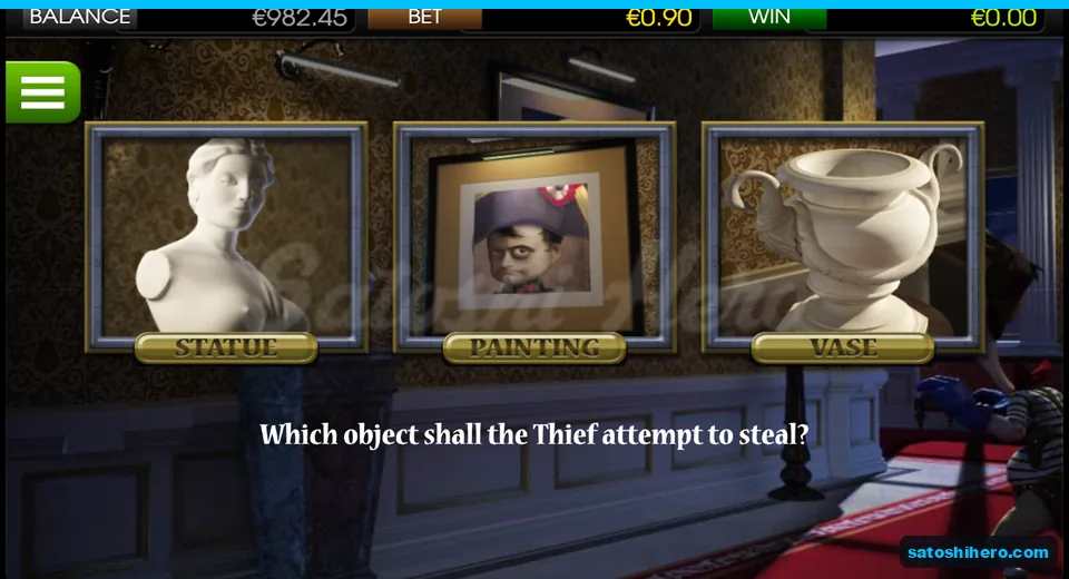 Three museum objects offered on the pick screen