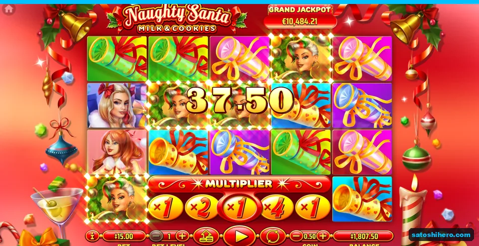 Line win settled at 37.50 with three elves and wild