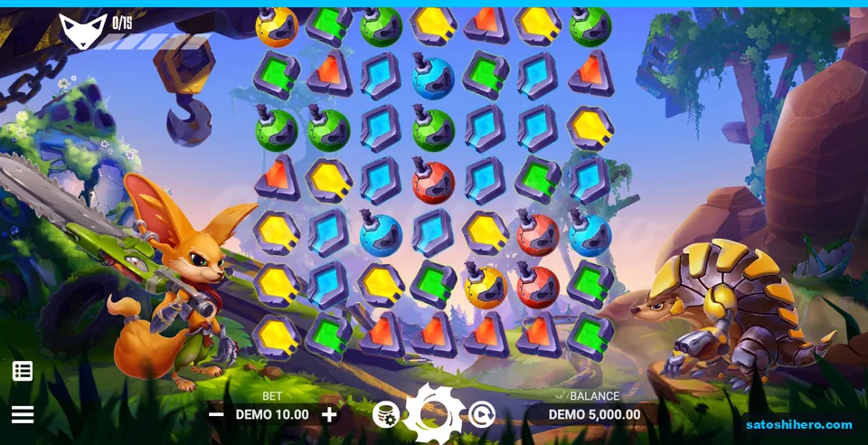 7x7 board rests between the fox hero and armored enemy