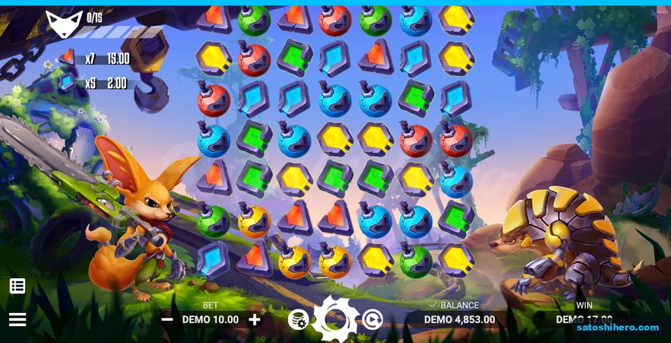 17.00 win shown from orange triangles and blue crystals