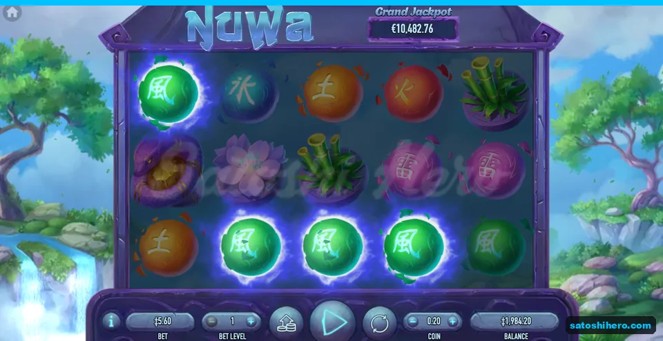 Small line win settled with three glowing wind orbs
