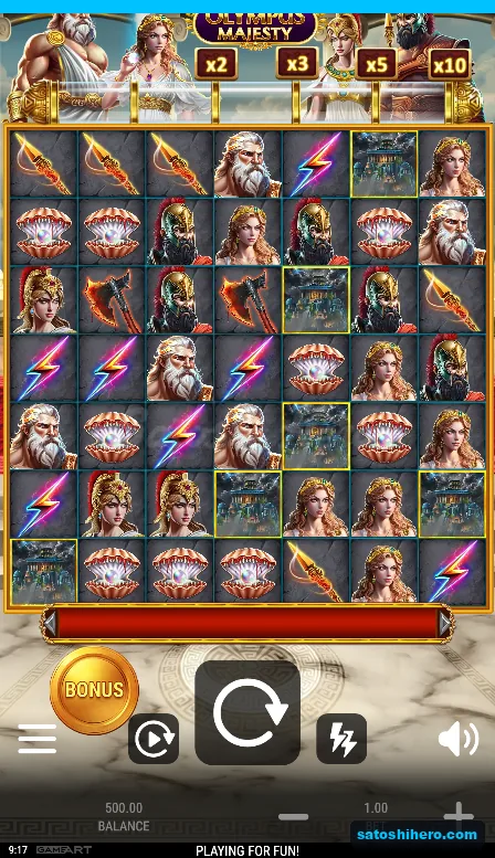 500.00 balance on settled 7x7 grid with Wild castles