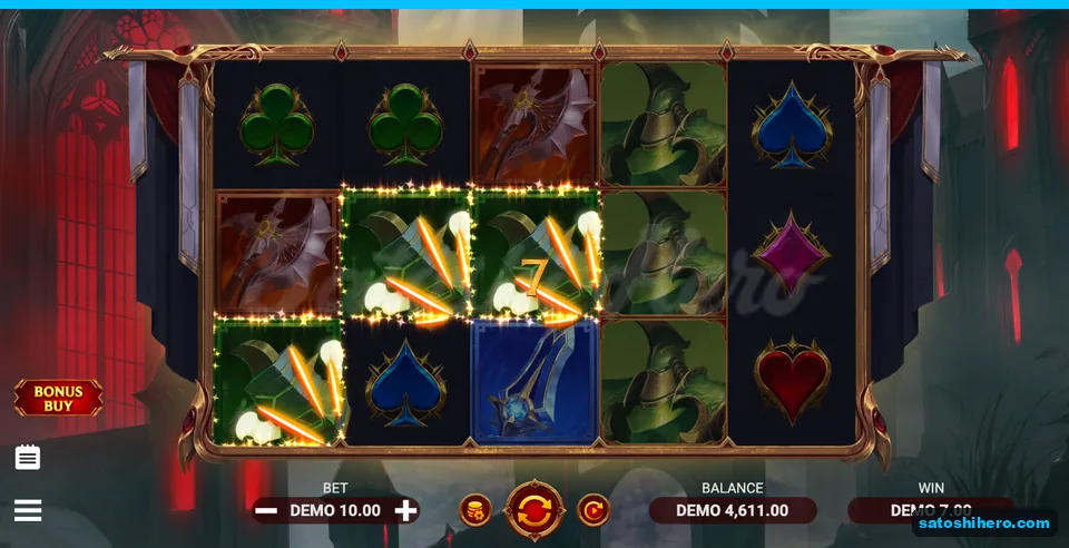 7.00 win highlighted across three adjacent spiked hammers