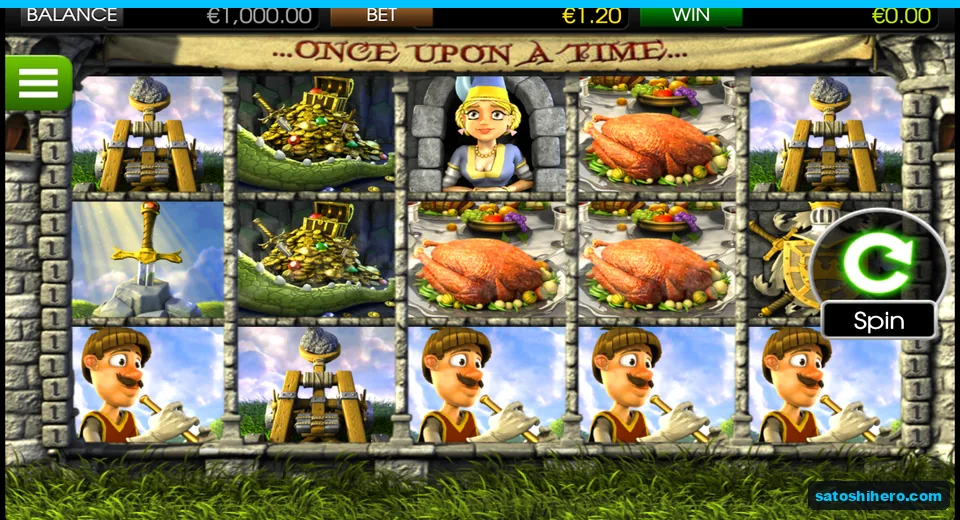 $1,000.00 balance above five reels of fairy-tale symbols