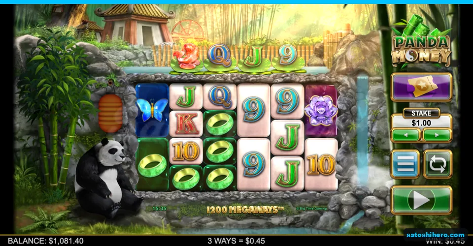 Six-reel grid showing a $0.45 win