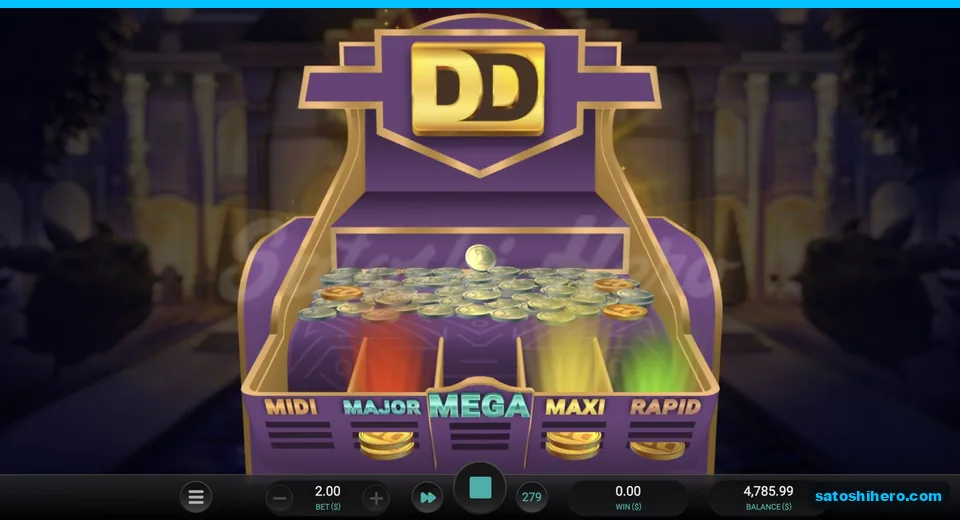 Coin pusher with jackpot containers