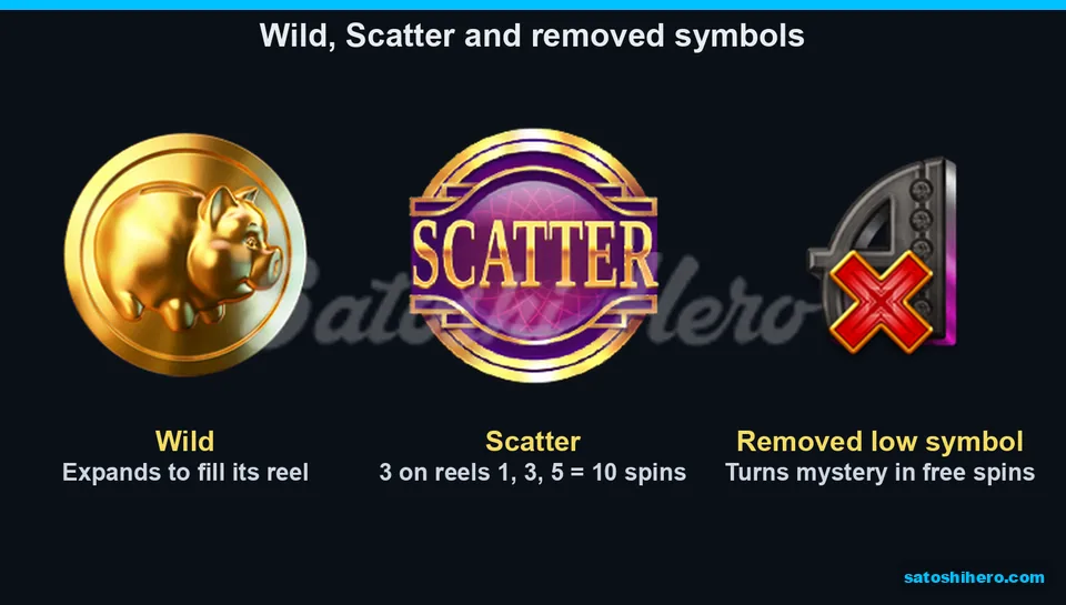 Gold pig coin Scatter and crossed low symbol