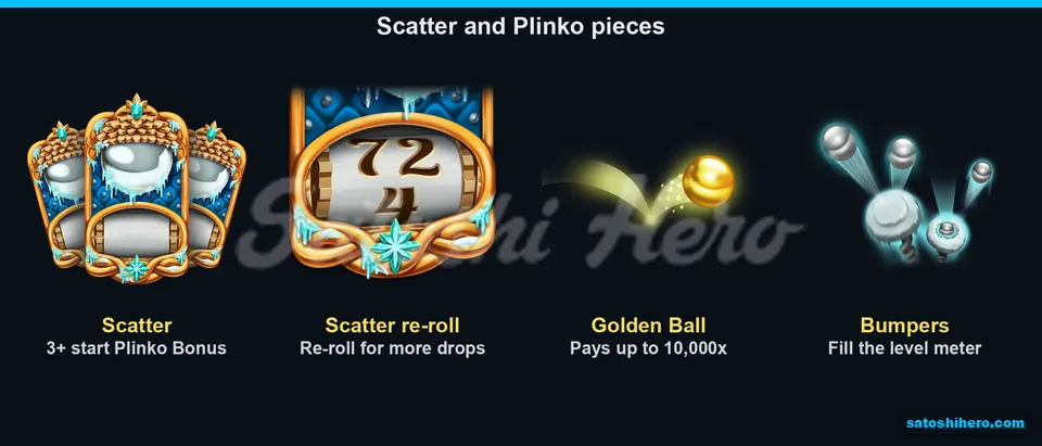 Scatter card, golden ball and bumpers displayed