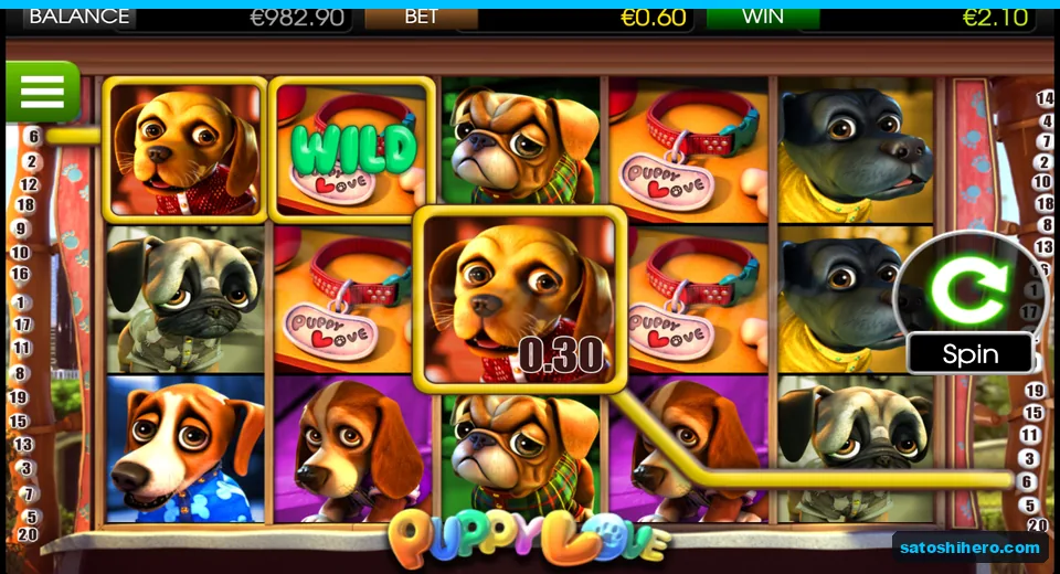 $2.10 win shown with wild tag on reel two