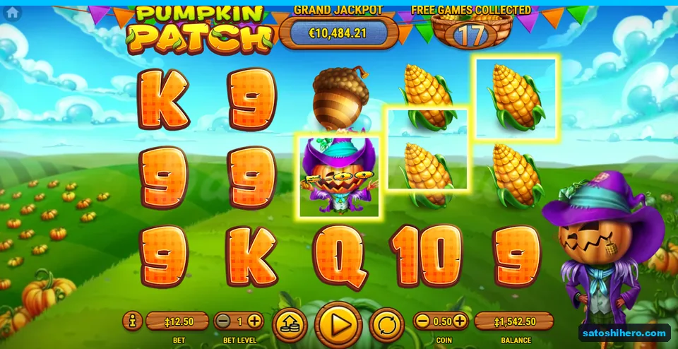 Line win landed with three corn symbols and a scarecrow wild