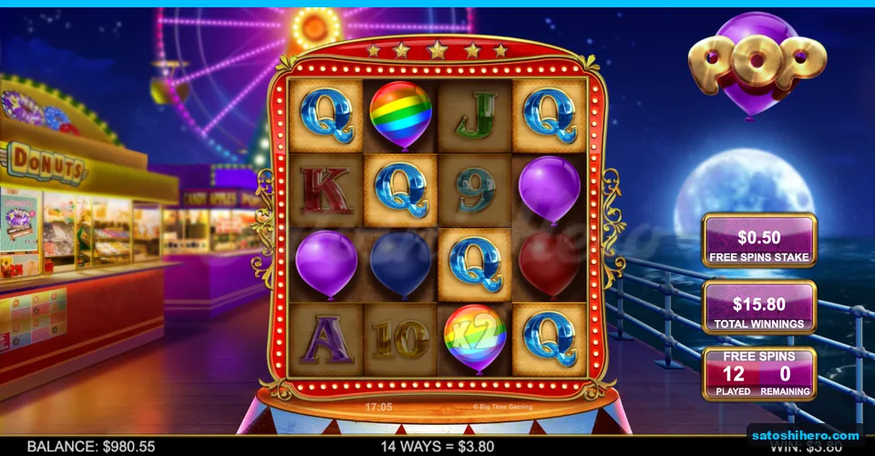 Night reel grid with x2 Wild win