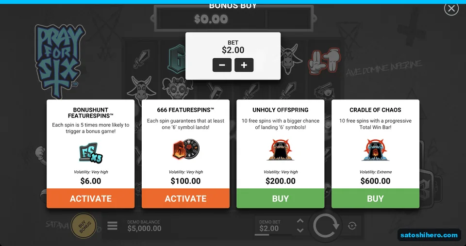 Bonus buy menu shows four paid options