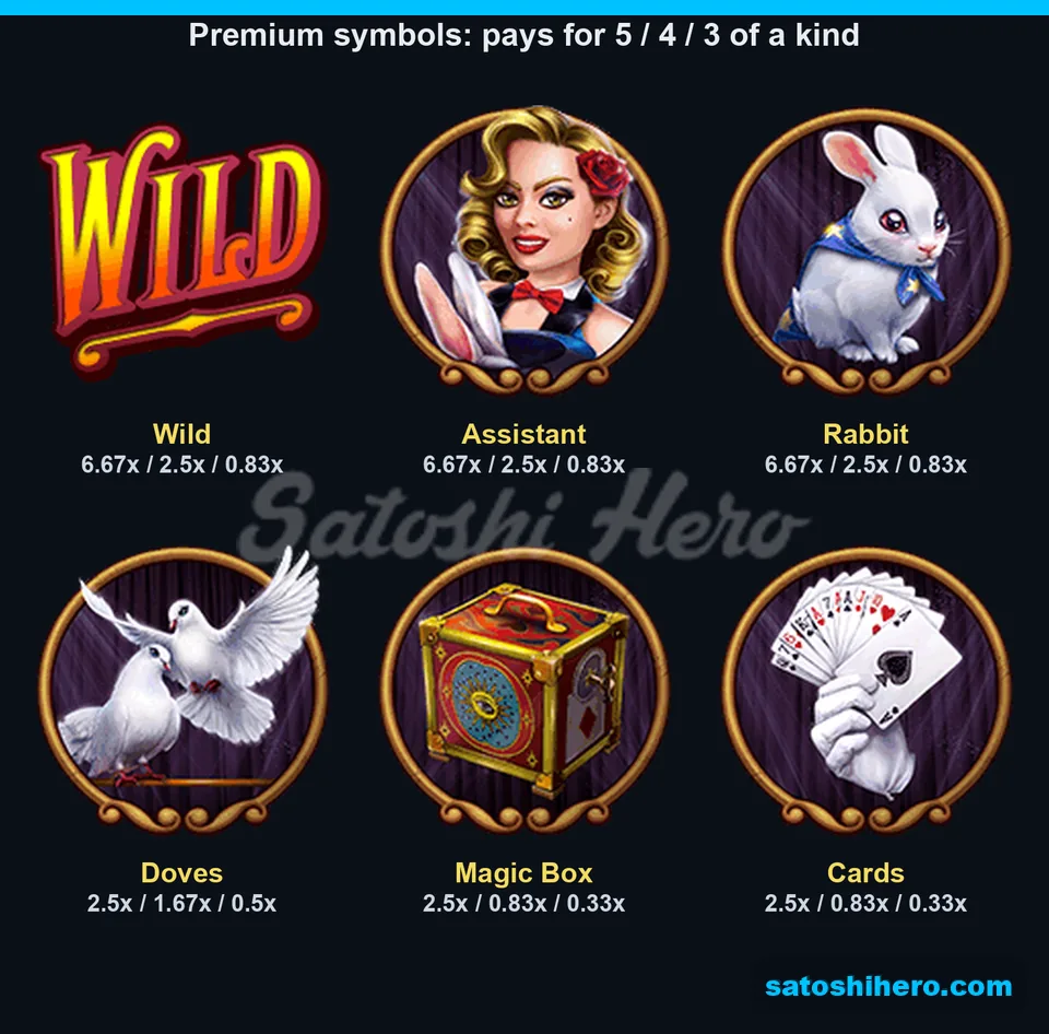 Paytable opened showing premium symbols and bet multiples