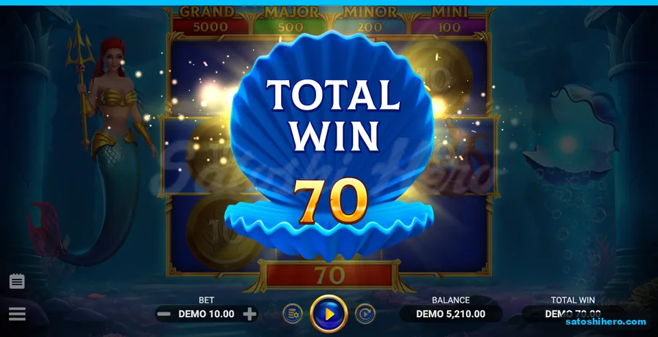 Total Win 70 shown over the filled board