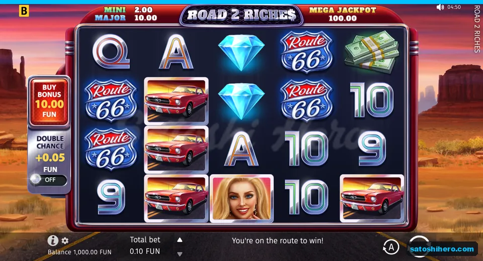 Base screen with red frame and desert road