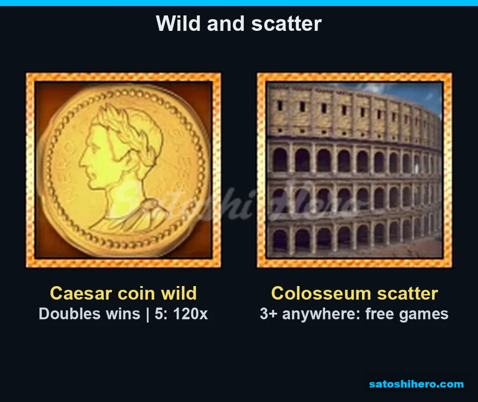 Feature panel revealed Caesar wild and Colosseum scatter roles
