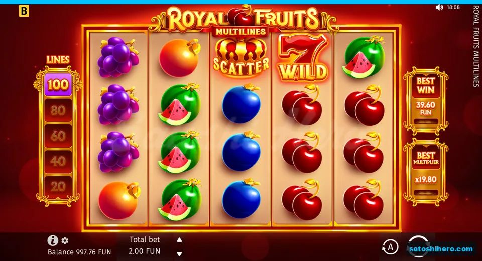 Base screen with fruit symbols and side ledgers