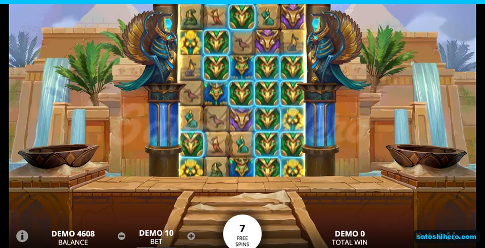 Seven free spins start with stacked green mask tiles
