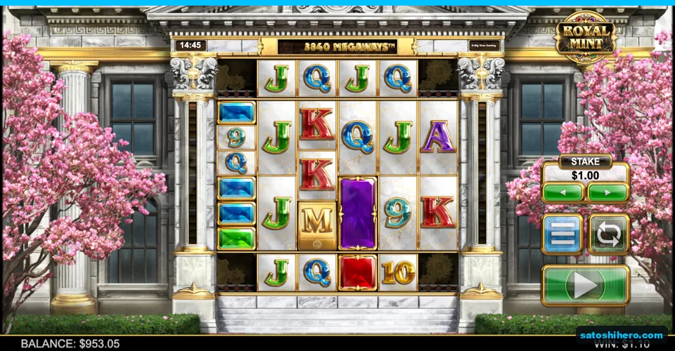 Five-reel result showing $1.10 win bar